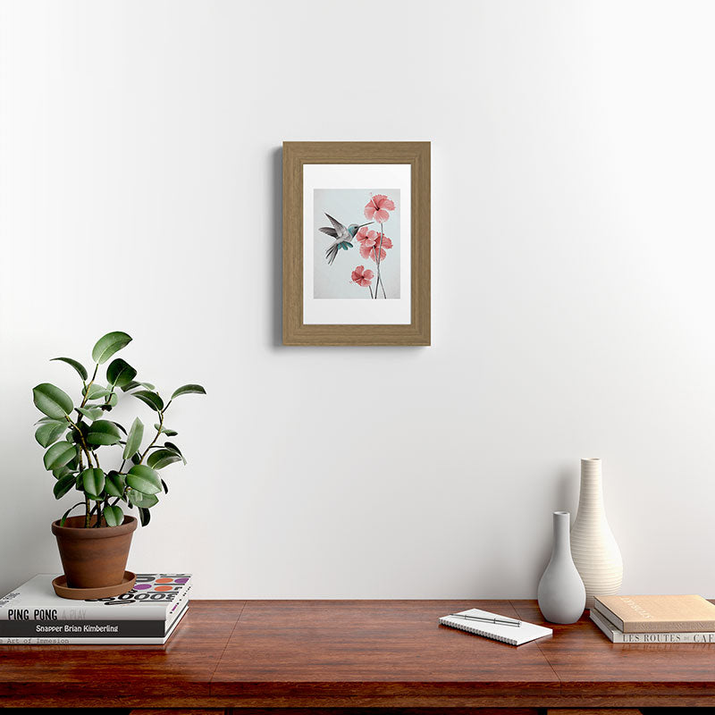 Hummingbird with Hibiscus Framed Art Print Gallery Image 38