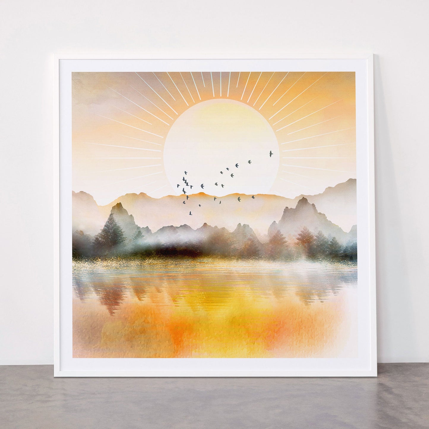 Lake Sunrise Framed Art Print Gallery Image 43