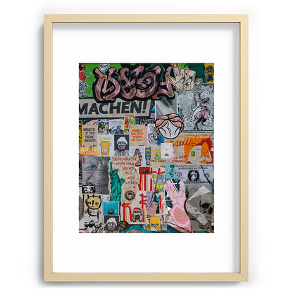 Sticker and graffiti wall background 2 - Berlin street art photography Framed Art Print Gallery Image 72