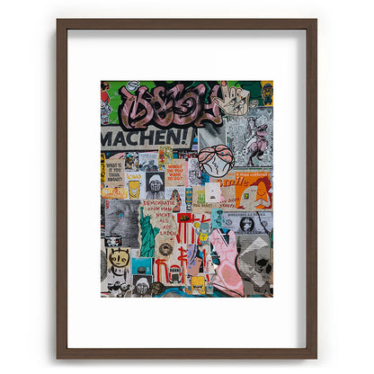Sticker and graffiti wall background 2 - Berlin street art photography Framed Art Print Gallery Image 67