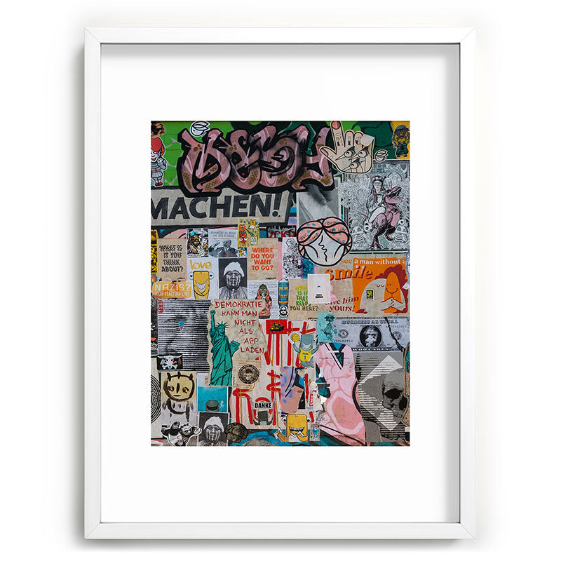 Sticker and graffiti wall background 2 - Berlin street art photography Framed Art Print Gallery Image 78