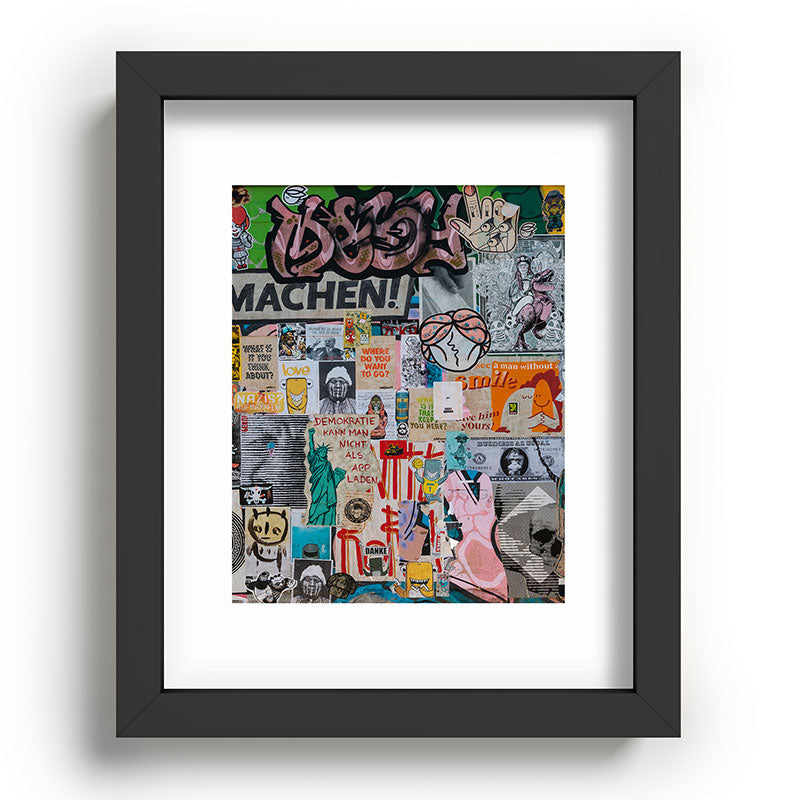 Sticker and graffiti wall background 2 - Berlin street art photography Framed Art Print Gallery Image 58