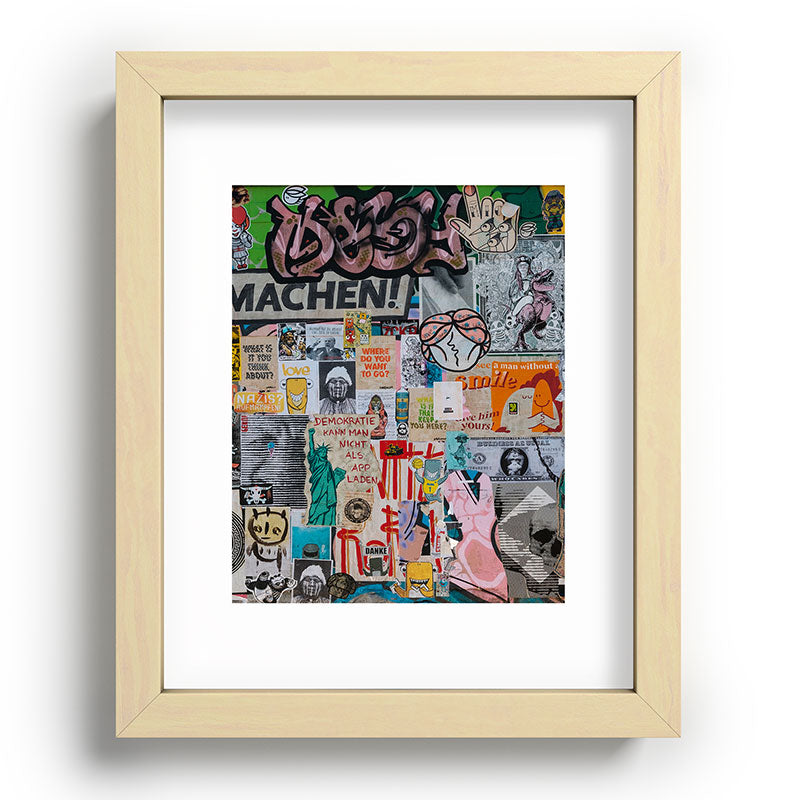 Sticker and graffiti wall background 2 - Berlin street art photography Framed Art Print Gallery Image 70