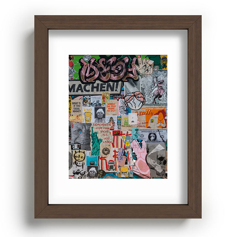 Sticker and graffiti wall background 2 - Berlin street art photography Framed Art Print Gallery Image 64