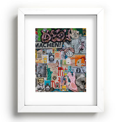 Sticker and graffiti wall background 2 - Berlin street art photography Framed Art Print Gallery Image 75
