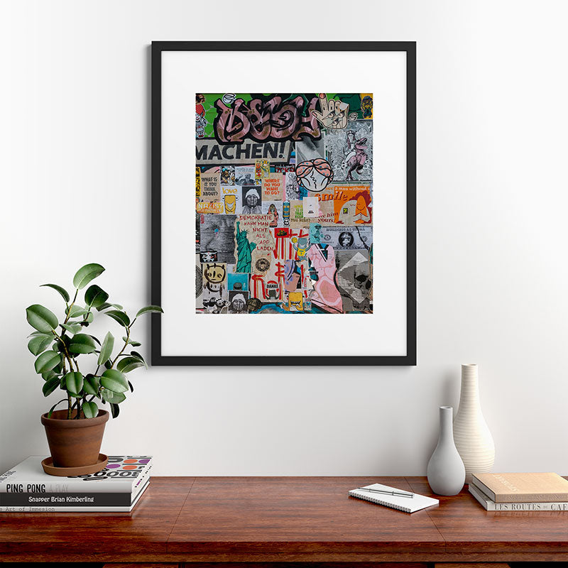 Sticker and graffiti wall background 2 - Berlin street art photography Framed Art Print Gallery Image 35
