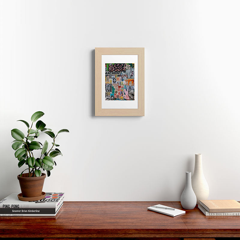 Sticker and graffiti wall background 2 - Berlin street art photography Framed Art Print Gallery Image 45