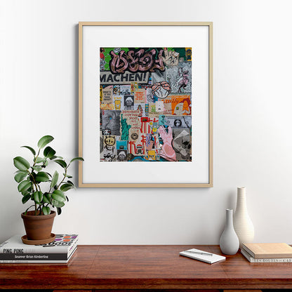 Sticker and graffiti wall background 2 - Berlin street art photography Framed Art Print Gallery Image 21