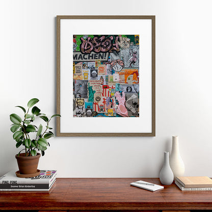 Sticker and graffiti wall background 2 - Berlin street art photography Framed Art Print Gallery Image 42