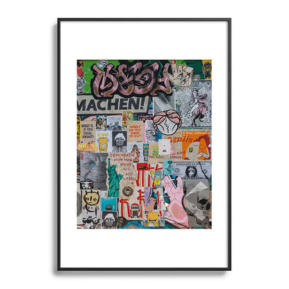 Sticker and graffiti wall background 2 - Berlin street art photography Framed Art Print Gallery Image 83
