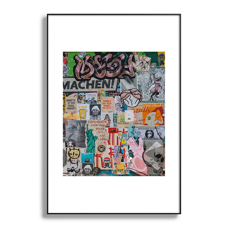 Sticker and graffiti wall background 2 - Berlin street art photography Framed Art Print Gallery Image 87