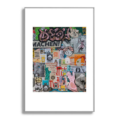 Sticker and graffiti wall background 2 - Berlin street art photography Framed Art Print Gallery Image 101