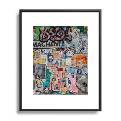 Sticker and graffiti wall background 2 - Berlin street art photography Framed Art Print Gallery Image 82