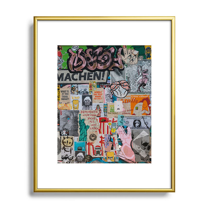 Sticker and graffiti wall background 2 - Berlin street art photography Framed Art Print Gallery Image 89