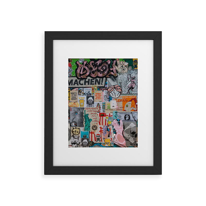 Sticker and graffiti wall background 2 - Berlin street art photography Framed Art Print Gallery Image 32