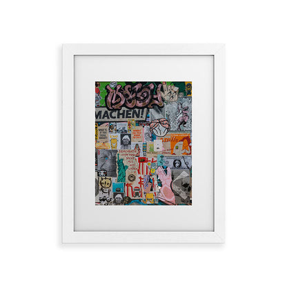 Sticker and graffiti wall background 2 - Berlin street art photography Framed Art Print Gallery Image 55