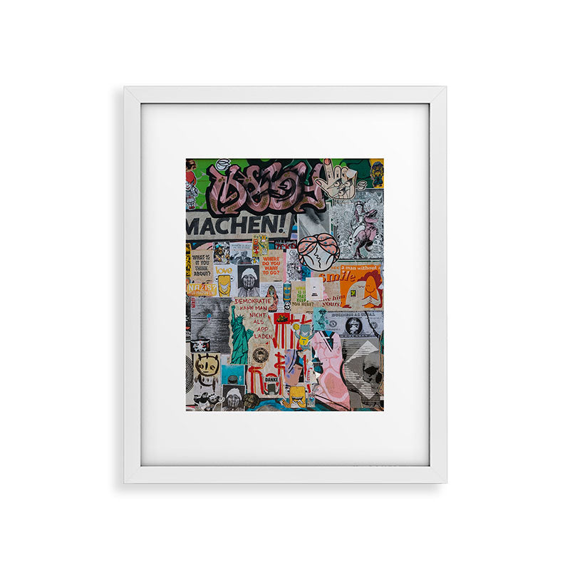 Sticker and graffiti wall background 2 - Berlin street art photography Framed Art Print Gallery Image 23