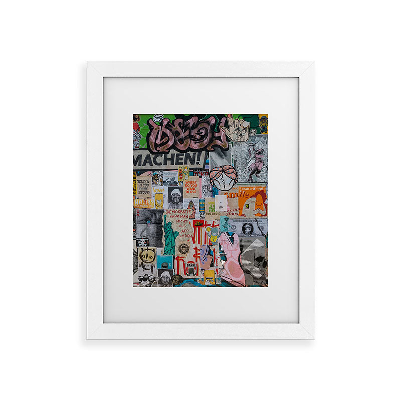 Sticker and graffiti wall background 2 - Berlin street art photography Framed Art Print Gallery Image 53