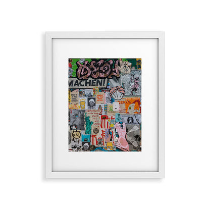 Sticker and graffiti wall background 2 - Berlin street art photography Framed Art Print Gallery Image 25