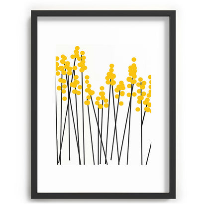 Hello Spring! Yellow/Black Retro Plants on White #decor #society6 #buyart Framed Art Print Gallery Image 84