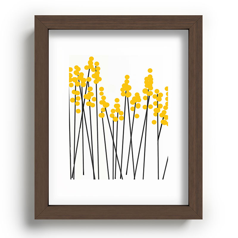 Hello Spring! Yellow/Black Retro Plants on White #decor #society6 #buyart Framed Art Print Gallery Image 86