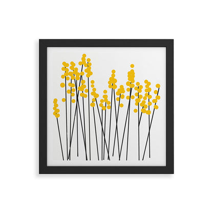 Hello Spring! Yellow/Black Retro Plants on White #decor #society6 #buyart Framed Art Print Gallery Image 50