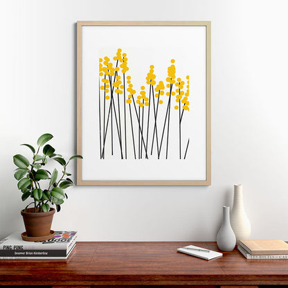 Hello Spring! Yellow/Black Retro Plants on White #decor #society6 #buyart Framed Art Print Gallery Image 67