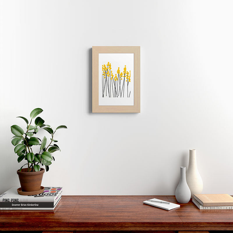 Hello Spring! Yellow/Black Retro Plants on White #decor #society6 #buyart Framed Art Print Gallery Image 62