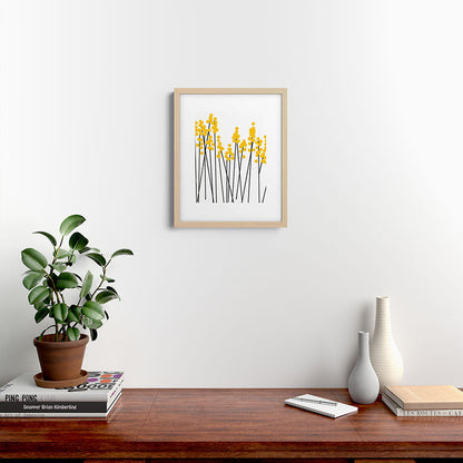 Hello Spring! Yellow/Black Retro Plants on White #decor #society6 #buyart Framed Art Print Gallery Image 25