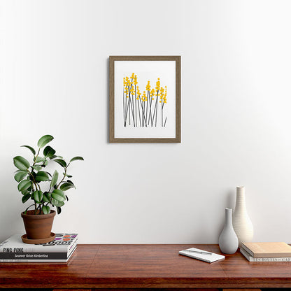 Hello Spring! Yellow/Black Retro Plants on White #decor #society6 #buyart Framed Art Print Gallery Image 53