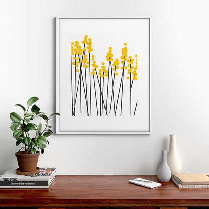 Hello Spring! Yellow/Black Retro Plants on White #decor #society6 #buyart Framed Art Print Gallery Image 39