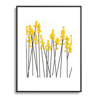 Hello Spring! Yellow/Black Retro Plants on White #decor #society6 #buyart Framed Art Print Gallery Image 115