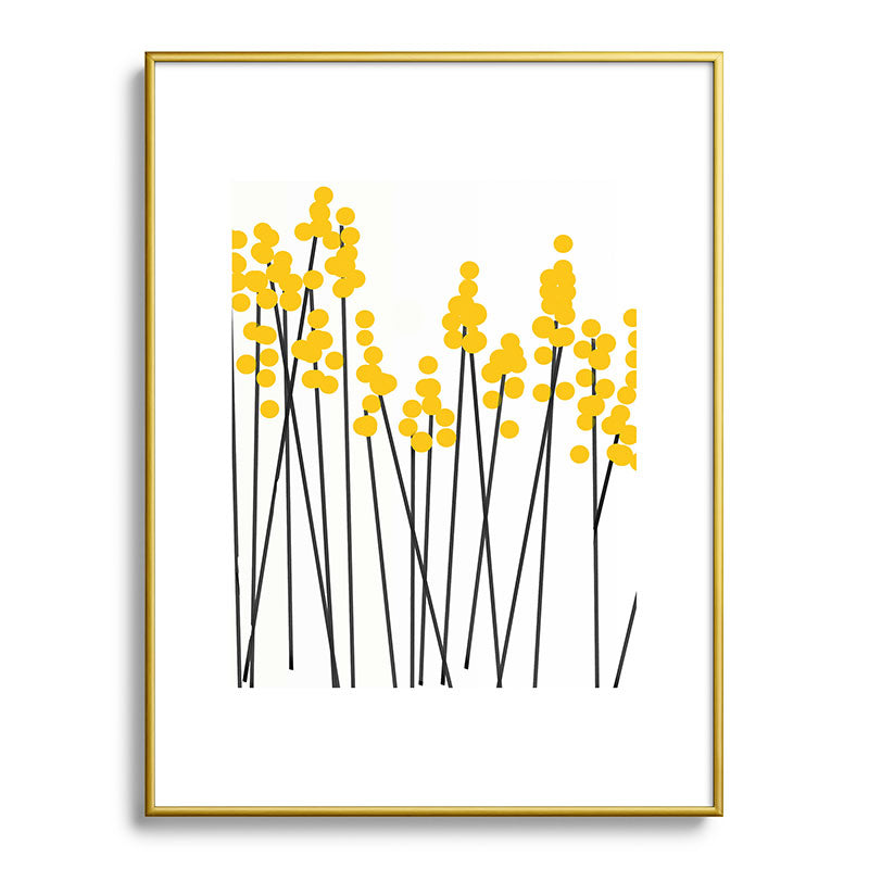 Hello Spring! Yellow/Black Retro Plants on White #decor #society6 #buyart Framed Art Print Gallery Image 124