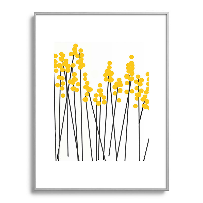 Hello Spring! Yellow/Black Retro Plants on White #decor #society6 #buyart Framed Art Print Gallery Image 134