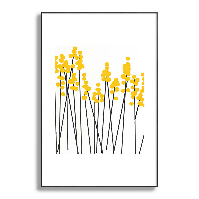 Hello Spring! Yellow/Black Retro Plants on White #decor #society6 #buyart Framed Art Print Gallery Image 119