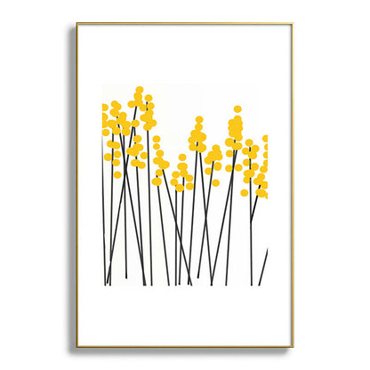 Hello Spring! Yellow/Black Retro Plants on White #decor #society6 #buyart Framed Art Print Gallery Image 128