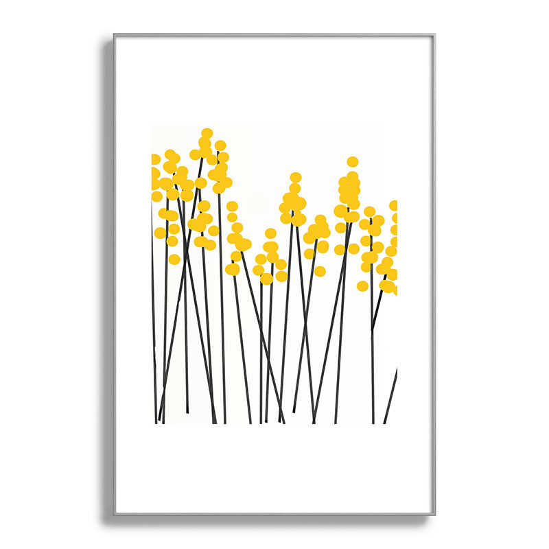 Hello Spring! Yellow/Black Retro Plants on White #decor #society6 #buyart Framed Art Print Gallery Image 137