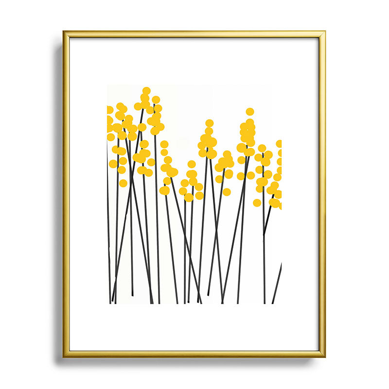 Hello Spring! Yellow/Black Retro Plants on White #decor #society6 #buyart Framed Art Print Gallery Image 121