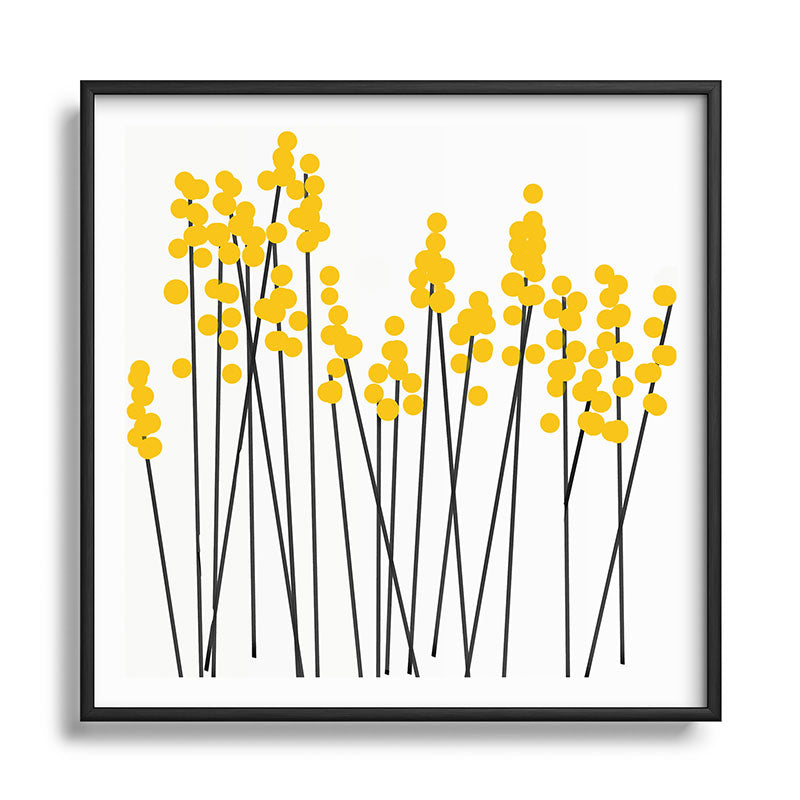 Hello Spring! Yellow/Black Retro Plants on White #decor #society6 #buyart Framed Art Print Gallery Image 122