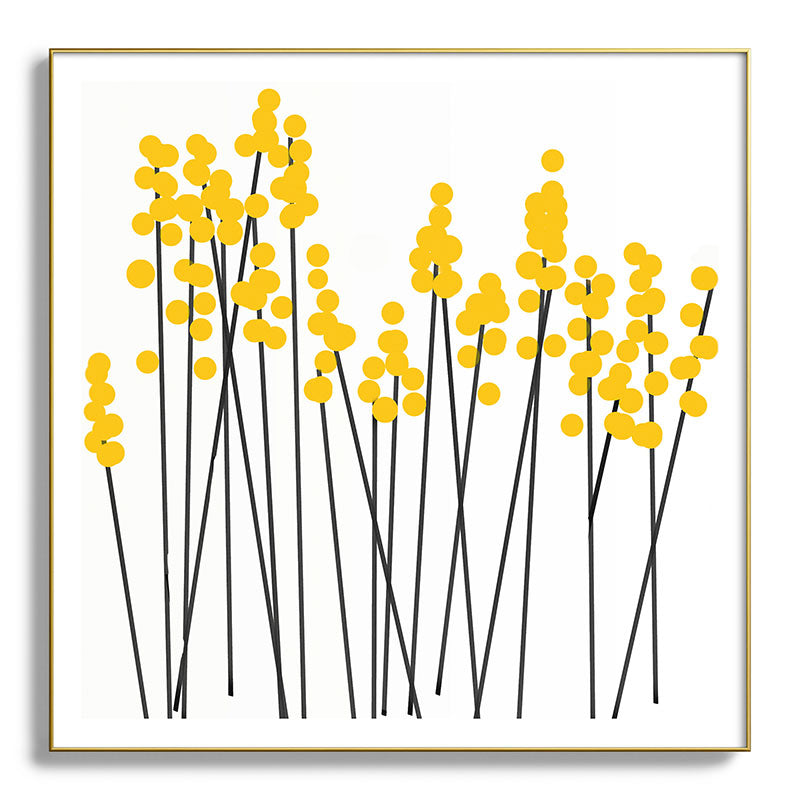 Hello Spring! Yellow/Black Retro Plants on White #decor #society6 #buyart Framed Art Print Gallery Image 139