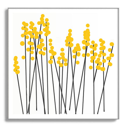 Hello Spring! Yellow/Black Retro Plants on White #decor #society6 #buyart Framed Art Print Gallery Image 142