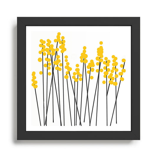 Hello Spring! Yellow/Black Retro Plants on White #decor #society6 #buyart Framed Art Print Gallery Image 2