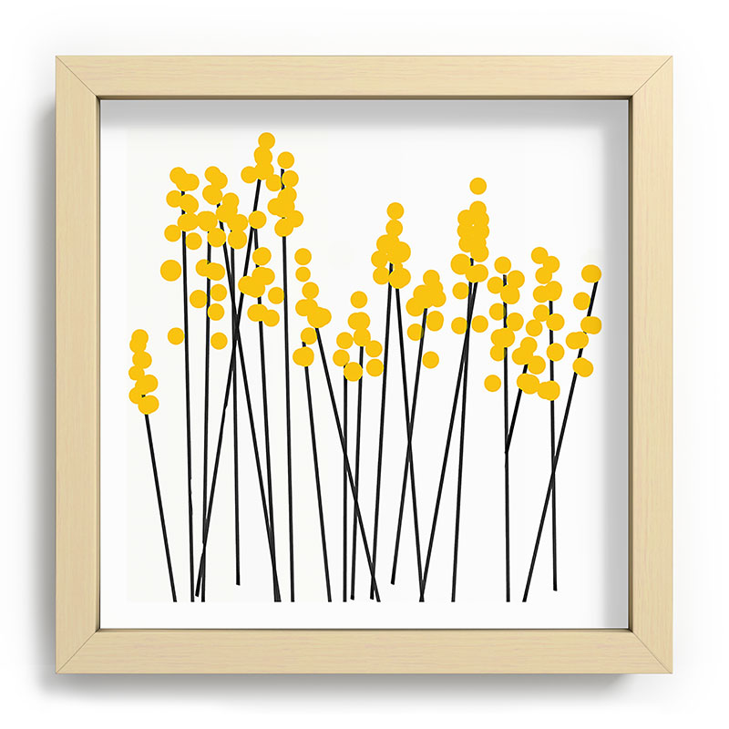 Hello Spring! Yellow/Black Retro Plants on White #decor #society6 #buyart Framed Art Print Gallery Image 106