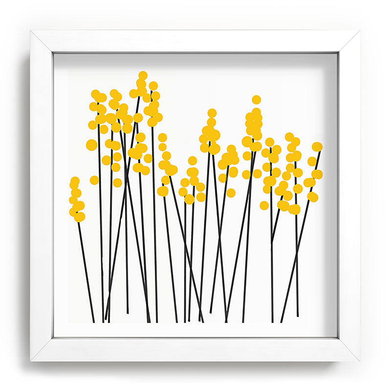 Hello Spring! Yellow/Black Retro Plants on White #decor #society6 #buyart Framed Art Print Gallery Image 114