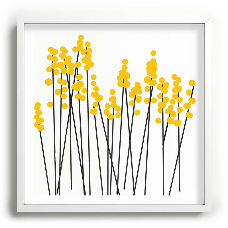 Hello Spring! Yellow/Black Retro Plants on White #decor #society6 #buyart Framed Art Print Gallery Image 118