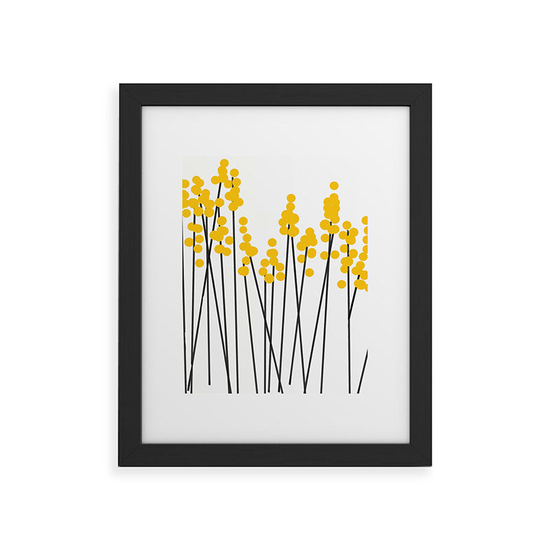 Hello Spring! Yellow/Black Retro Plants on White #decor #society6 #buyart Framed Art Print Gallery Image 41