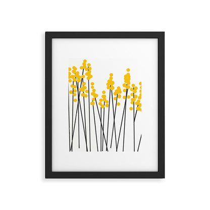 Hello Spring! Yellow/Black Retro Plants on White #decor #society6 #buyart Framed Art Print Gallery Image 6