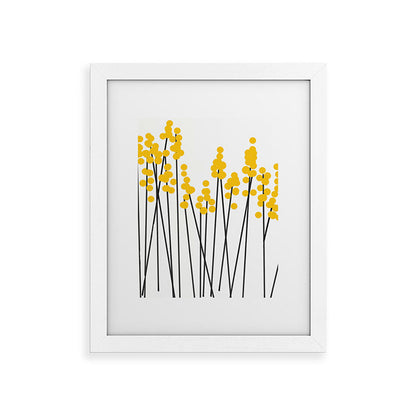 Hello Spring! Yellow/Black Retro Plants on White #decor #society6 #buyart Framed Art Print Gallery Image 75