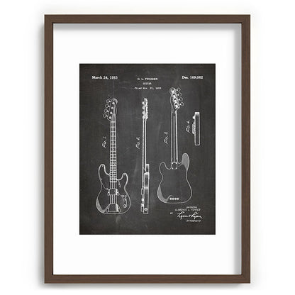 Bass Guitar Patent - Bass Guitarist Art - Black Chalkboard Framed Art Print Gallery Image 92