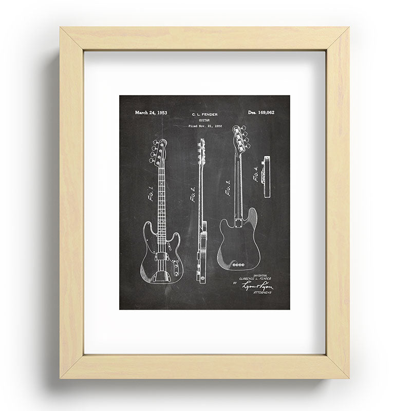 Bass Guitar Patent - Bass Guitarist Art - Black Chalkboard Framed Art Print Gallery Image 96